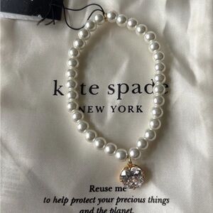 Kate Spade New York stone charm beaded stretch bracelet Gold/Silver Tone New